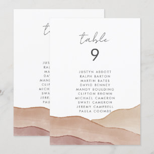 Boho Watercolour Abstract   Seating Chart Card