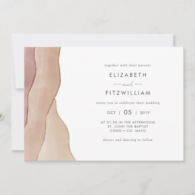 Boho Watercolour Abstract Wedding Invitation (Front)