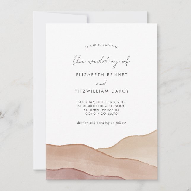Boho Watercolour Abstract Wedding Of Invitation (Front)