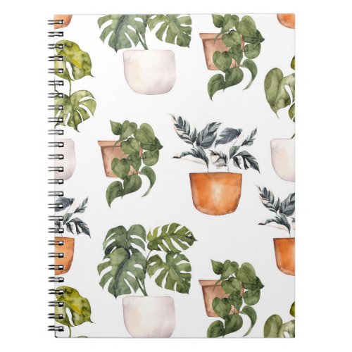 Boho Watercolour Botanical Pot Plant Writing Pad  Notebook
