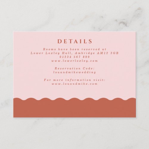 Boho Wavy Edge Blush  Terracotta Wedding Details Enclosure Card