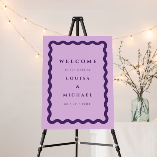 Boho Wavy Frame Purple  Lilac Wedding Welcome Foa Foam Board