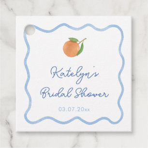 Boho Wavy Line Citrus Main Squeeze Bridal Shower Favor Tags