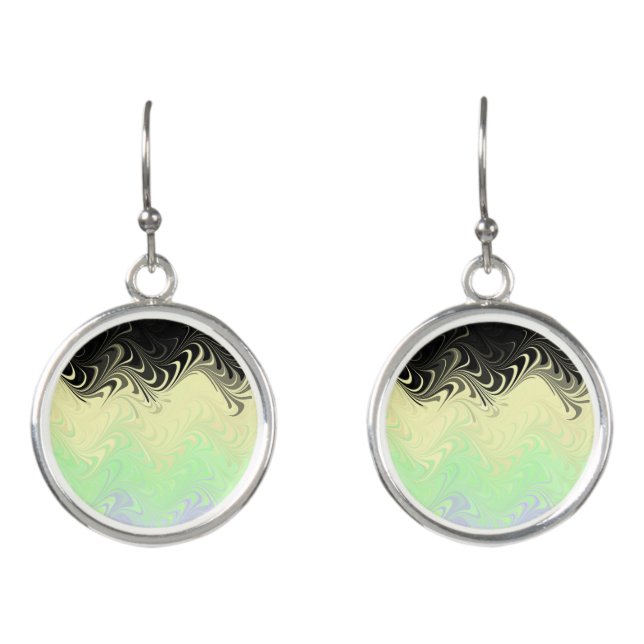 Boho Wavy Marbled Abstract Cassgender Pride Flag Earrings (Front)