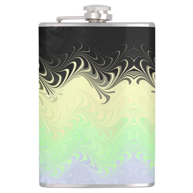 Boho Wavy Marbled Abstract Cassgender Pride Flag Flask (Front)