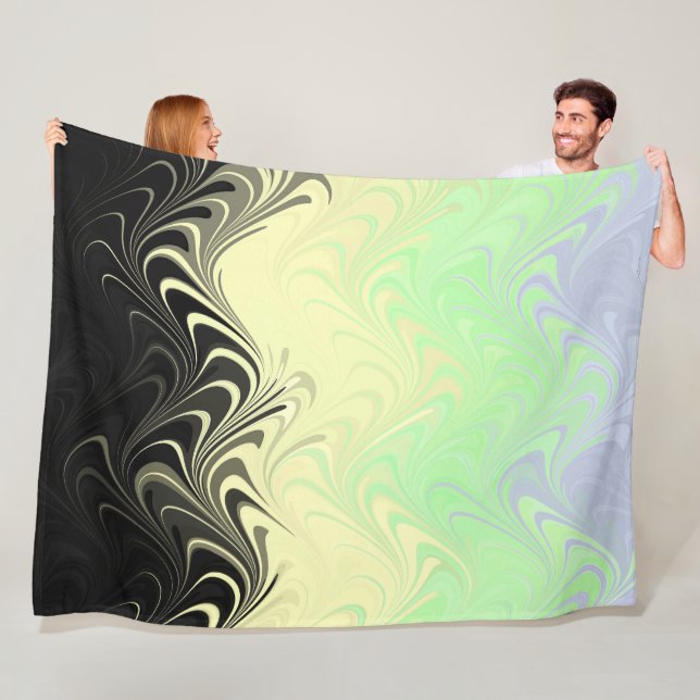 Boho Wavy Marbled Abstract Cassgender Pride Flag Fleece Blanket (In Situ)