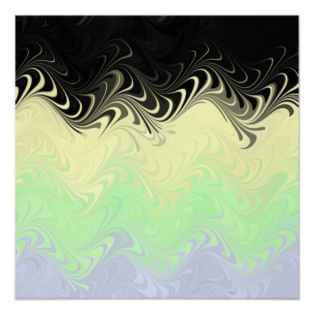 Boho Wavy Marbled Abstract Cassgender Pride Flag Poster (Front)