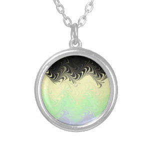 Boho Wavy Marbled Abstract Cassgender Pride Flag Silver Plated Necklace