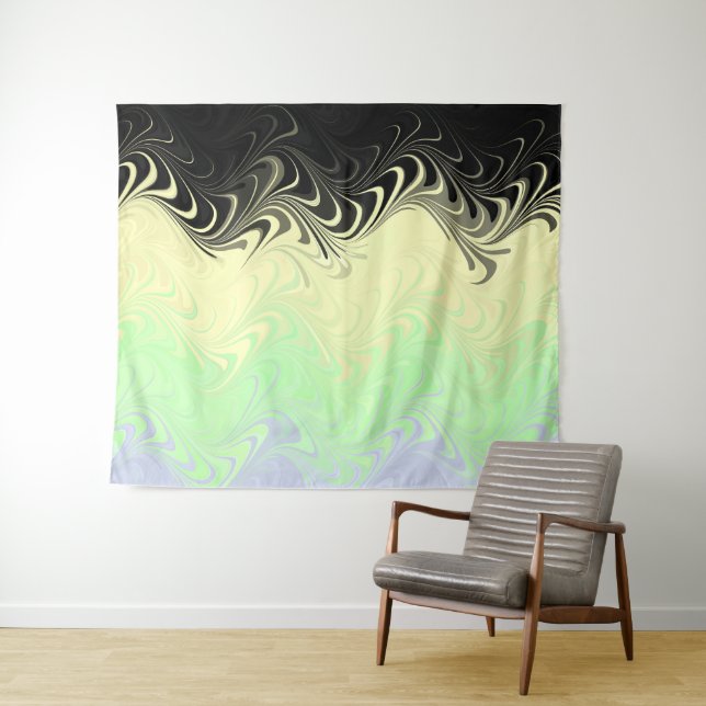 Boho Wavy Marbled Abstract Cassgender Pride Flag Tapestry (In Situ (Horizontal))