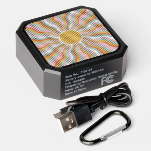 Boho Wavy Sun Rays Retro Design Bluetooth Speaker