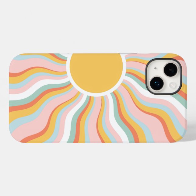 Boho Wavy Sun Rays Retro Design Case-Mate iPhone Case (Back (Horizontal))