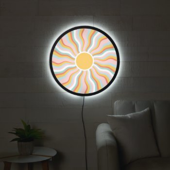 Boho Wavy Sun Rays Retro Design Led Sign by InovArtS at Zazzle