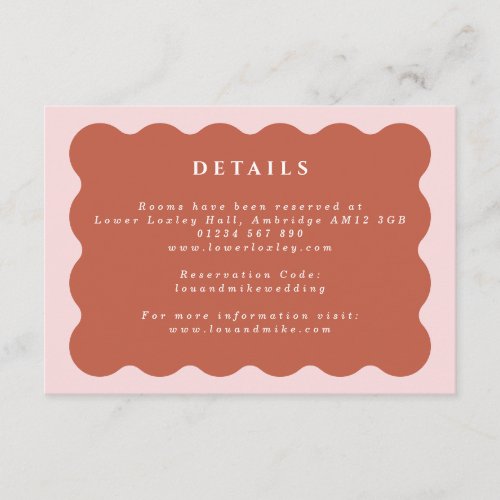 Boho Wavy Terracotta  Blush Wedding Details Enclosure Card