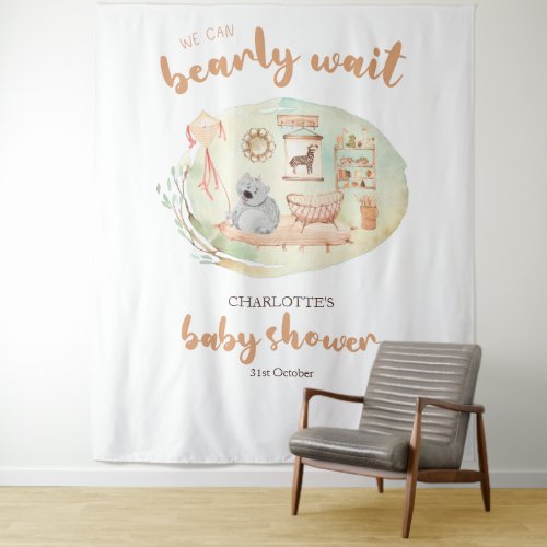 Boho We Can Bearly Wait Baby Shower Backdrops