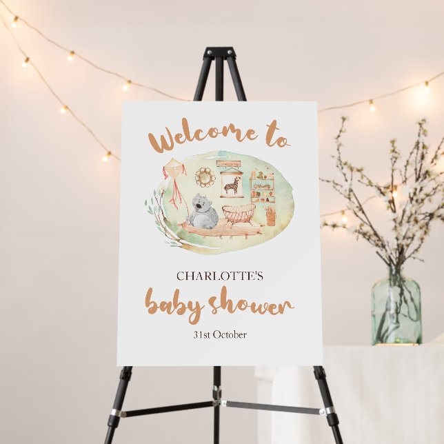 Boho We Can Bearly Wait Baby Shower Foam Board (In Situ (Stand))