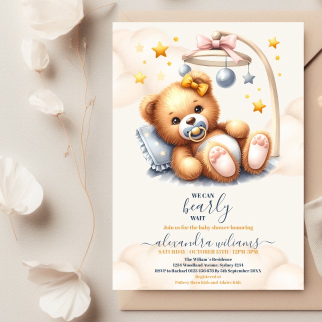 Boho We Can Bearly Wait Baby Shower Invitation (Creator Uploaded)