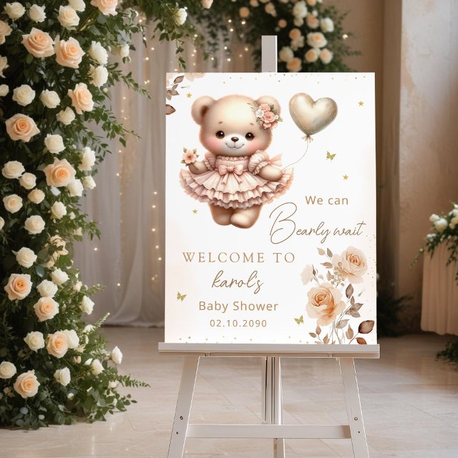 Boho we can bearly wait baby shower welcome sign (Creator Uploaded)