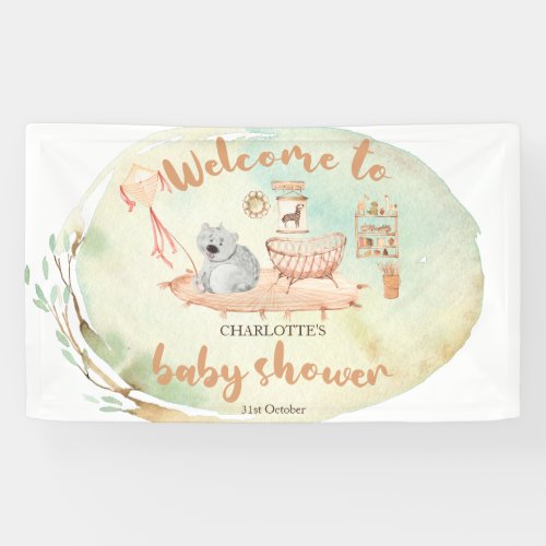 Boho We Can Bearly Wait Baby Shower Wellcome Sing  Banner