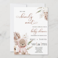 Boho we can bearly wait bear baby shower invite. invitation