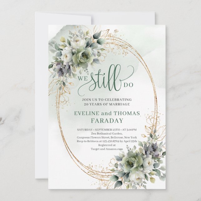 Boho We Still Do Eucalyptus Vow Renewal Invitation (Front)