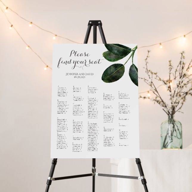 Boho Wedding Alphabetical Seating Chart Foam Board (In Situ (Stand))