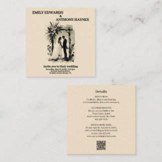 Boho Wedding Arch Invitation with Bride and Groom