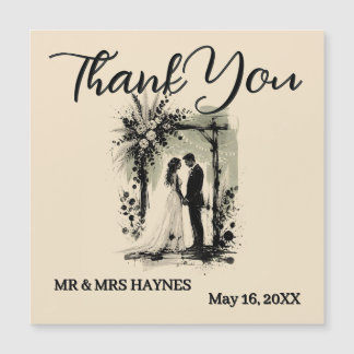 Boho Wedding ArchThank You Card with Bride & Groom