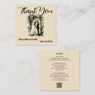 Boho Wedding ArchThank You Card with Bride & Groom