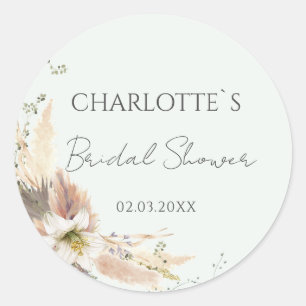 BOHO WEDDING BRIDAL SHOWER CLASSIC ROUND STICKER