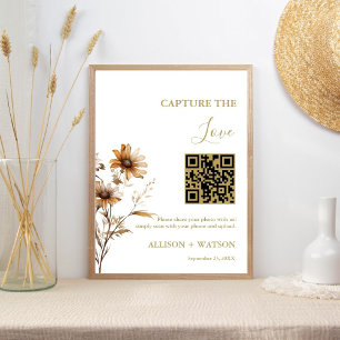 Boho wedding Capture love QR code wedding photo Poster