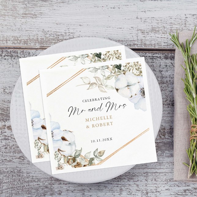 Boho Wedding Celebrating Mr & Mrs Custom Floral Napkins (Creator Uploaded)