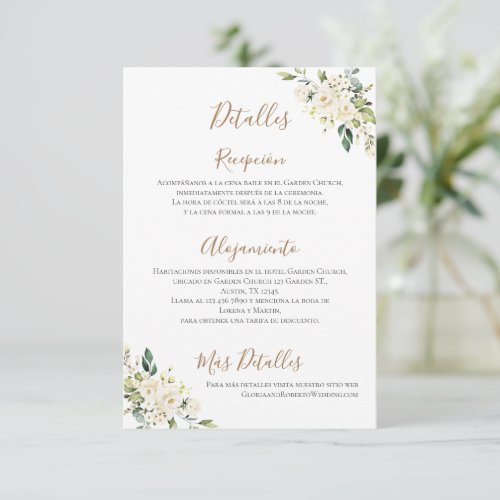 Boho Wedding Details in Spanish Thank You Card