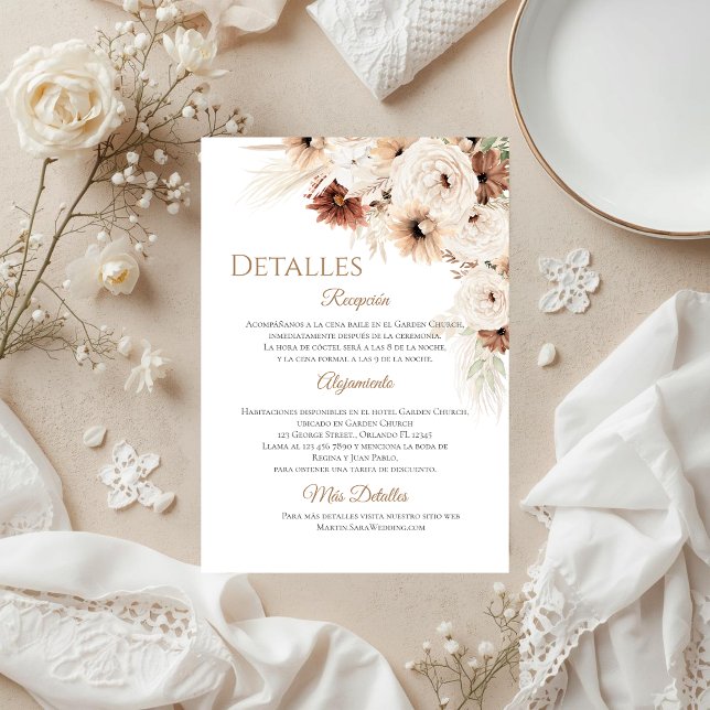 Boho Wedding Details in Spanish Thank You Card (Creator Uploaded)