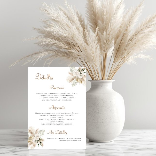 Boho Wedding Details in Spanish Thank You Card (Creator Uploaded)
