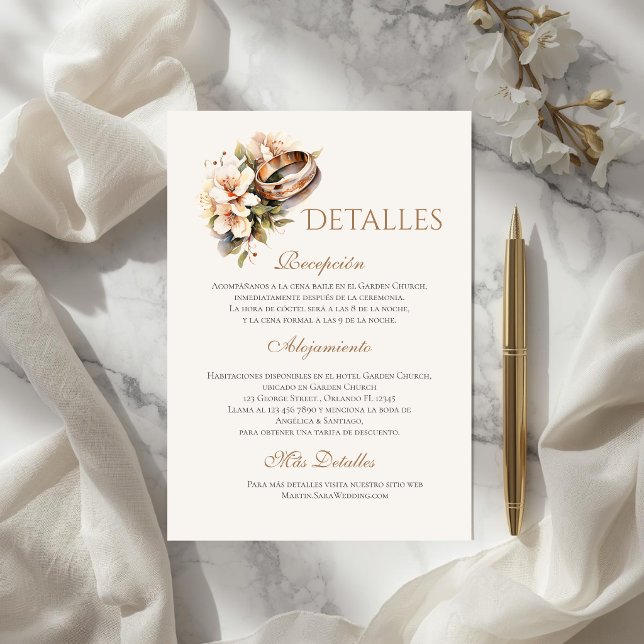 Boho Wedding Details in Spanish Thank You Card (Creator Uploaded)