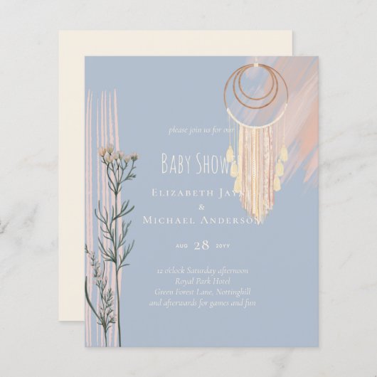 BOHO Wedding Dusty Blue Peach Dream Catcher (Front/Back)