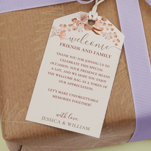 Boho Wedding Elegant Script For Guests Welcome Bag Gift Tags
