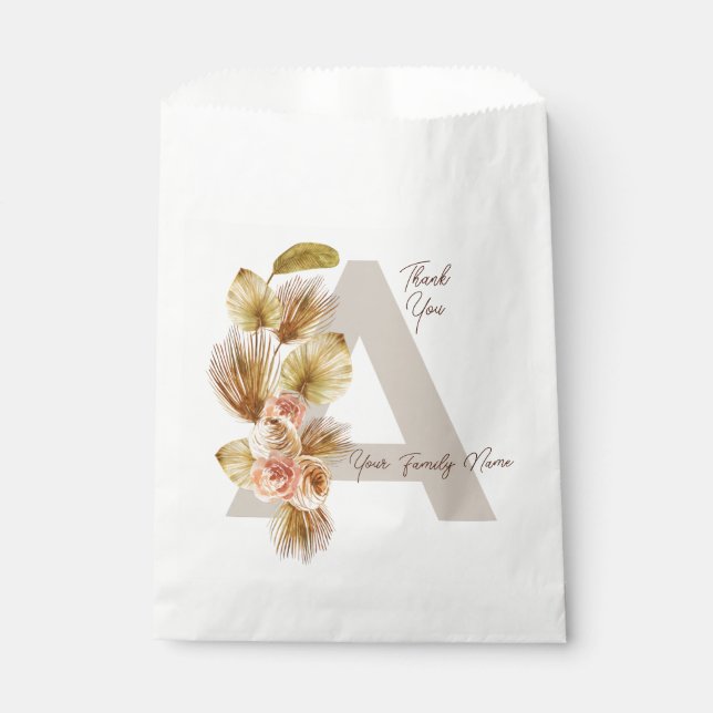 Boho Wedding Favor Bags | Custom Candy Bags | Rust (Front)