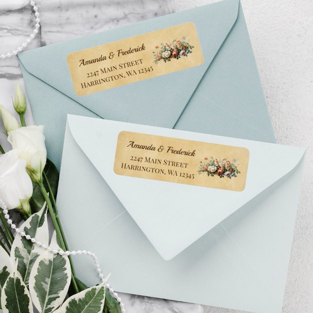 Boho wedding floral arrangement vintage address  label (Creator Uploaded)
