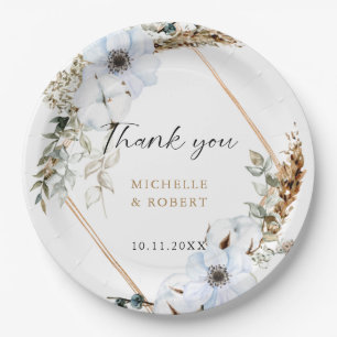 Boho Wedding Frame Floral Fall Wedding Elegant Paper Plates