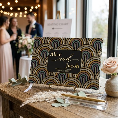 Boho Wedding Guest Book with Embroidered Pattern