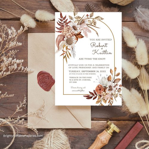 Boho Wedding Invitation Template 