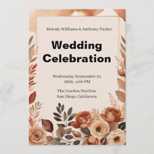 Boho Wedding Invitation Terracotta Pampas Grass