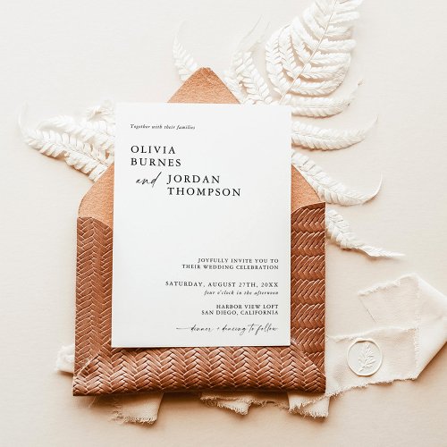 Boho Wedding Invite  Modern Minimalist Wedding