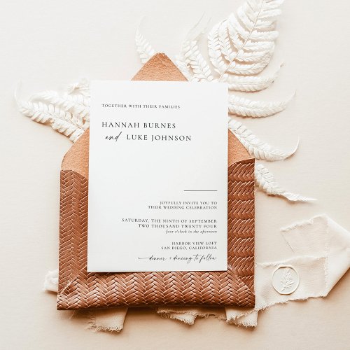 Boho Wedding Invite  Simple Modern Minimalist