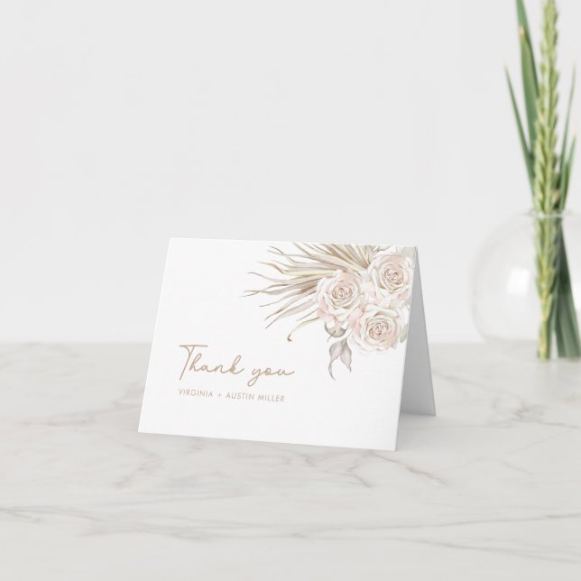 Boho Wedding Letterpress Thank You Card (Front)