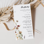 Boho Wedding Menu<br><div class="desc">This stylish & elegant wedding menu features gorgeous hand-painted watercolor wildflowers arranged as a lovely bouquet perfect for spring,  summer,  or fall weddings. Find matching items in the White Boho Wildflower Wedding Collection.</div>