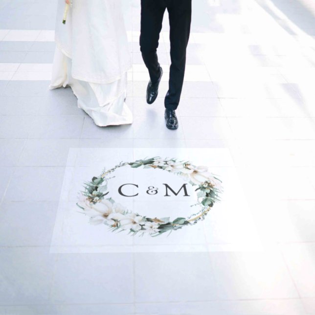 Boho Wedding  Monogram Floor Decal (Wedding)