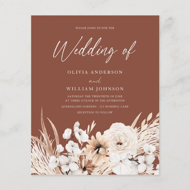Boho Wedding On A Budget Invitation (Front)