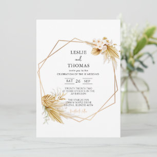 Boho Wedding ,Pampas grass set, Modern Wedding Invitation